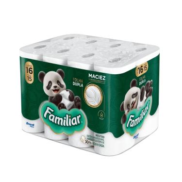 Imagem de Papel Higiênico Familiar Folha Dupla 30m 16 Rolos