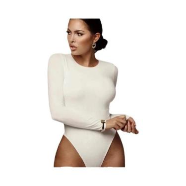 Imagem de Body Feminino De Manga Longa Em Branco, Preto E Cinza, Sexy, Casual Pa