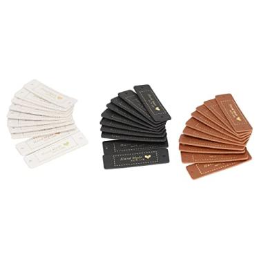 Imagem de Etiquetas feitas à mão de couro pu, faça você mesmo, costura, enfeite de artesanato para bolsas, roupas, branco, preto, marrom, 30 peças
