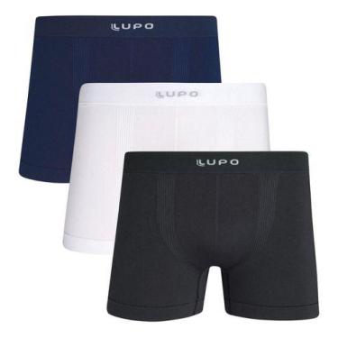 Imagem de Kit 3 Cuecas Boxer Micromodal Sem Costura Lupo 661 Premium, 1 marinho,