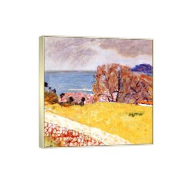 Imagem de Famosa imagem de paisagem de arte de parede - impressões em tela - por mar 2 - pintura de moldura prata para sala de estar banheiro decoração de casa 70 x 70 cm 27 x 27 pol