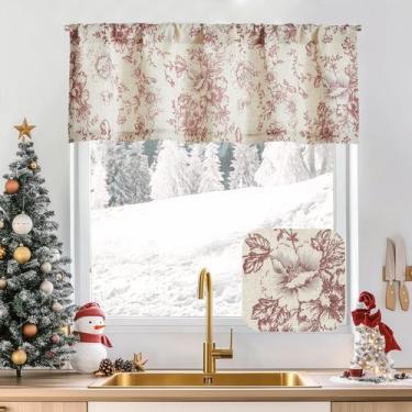 Imagem de Cortina Valance, cozinha de linho forrada com jinchan, 40 cm, peônia v