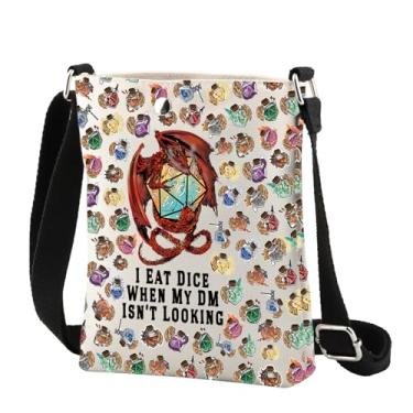 Imagem de Bolsa tiracolo para jogo de dados, RPG, presente para gamer, amantes, presentes, I Eat Dice When My DM Isn't Looking Dungeon Master, Jogo de dados C 251117, Transversal
