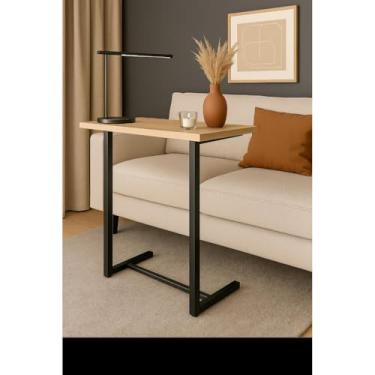 Imagem de Mesinha de canto para sala Mesa Canto Lateral Encaixe Sofá Cama Mesa P Lanche Multiuso54×34×67cm