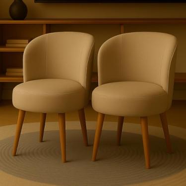 Imagem de Conjunto de duas cadeiras orgânicas, adequadas para restaurantes e salões de beleza. (capuccino)