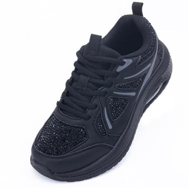 Imagem de QAUPPE Tênis feminino de caminhada com suporte de arco ortopédico atlético para alívio da dor nos pés, Z-sólido preto, 38