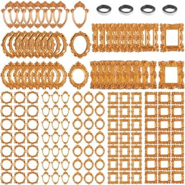 Imagem de Teenyyou 200 minimolduras douradas com fita magnética, pequenas, vintage, resina, antiguidade, miniatura, miniatura, barroco, para fotos, joias, decoração de casamento