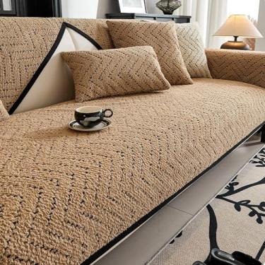 Imagem de HGTRH Capa de sofá para animais de estimação, lavável, antiderrapante, protetor de sofá que aceita animais de estimação, tapete para sofás e sofás, café 110 x 110 cm