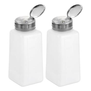 Imagem de Dispensador de álcool solvente de 250 ml (250 g) removedor de esmalte de unha dispensador de líquido com cabeça de pressão de aço inoxidável para removedor de esmalte de acetona, branco