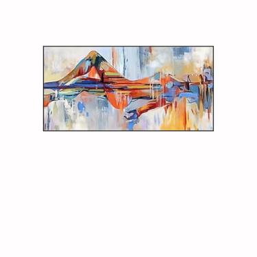 Imagem de PHWWDSUQA Arte artística abstrata de estilo moderno, arte de parede de paisagem doméstica, impressões de arte de parede imaginativas para pendurar sala de estar decoração de escritório 50 x 100 cm sem