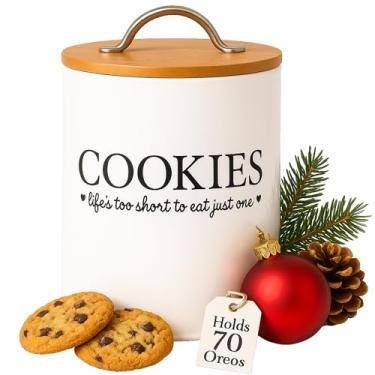 Imagem de Potes de biscoito D'Lifeful para balcão de cozinha – recipiente decorativo com tampa hermética de vedação de bambu – Latas de biscoito com tampas para dar de presente