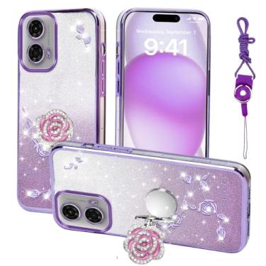Imagem de Nouxwerx Capa para Motorola Moto G24 / G24 Power, capa de celular para celular para meninas e mulheres com alça de suporte de anel capa protetora à prova de choque para Moto G04 / G04s/ E14 (Roxo)