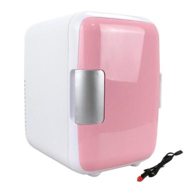 Imagem de Mini Geladeira Frigobar 2 Em 1 Refrigerador E Aquecedor 12v 4l Retro Casa E Carro 4 Litros Rosa