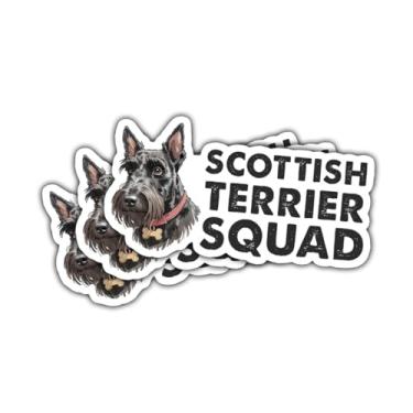 Imagem de 3 peças de adesivos de esquadrão de terrier escocês, adesivos engraçados de vinil preto para laptop, caderno, garrafa de água, para-choque de carro, presente para proprietários de terrier, estudantes