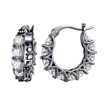 Imagem de Brinco de argola requintado exclusivo com zircônia multicolorida para mulheres, uso diário, casual, férias, joias, presentes, One size, Cobre, Zircônia cúbica