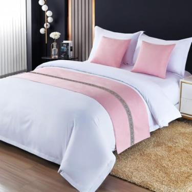 Imagem de Cachecol para cama de hotel, colcha moderna, decoração de cama de cor sólida, sem rugas, toalha de cama para quarto solteiro, Queen, tamanho king, rosa, apenas 2 fronhas 50 x 50 cm