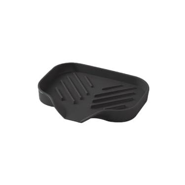 Imagem de Saboneteira de silicone autodrenante, suporte de esponja que economiza espaço, bandeja organizadora para cozinha e banheiro, preta