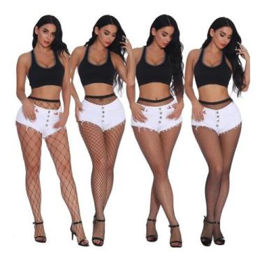 Imagem de Meia Calça Arrastão Linda E Atraente Trama Aberta Rede Gótica - Moda Í