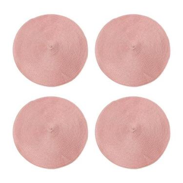 Imagem de Jogo Americano Rosa 4 Peças Redondo 38cm Mesa Posta Decoracao Cozinha 