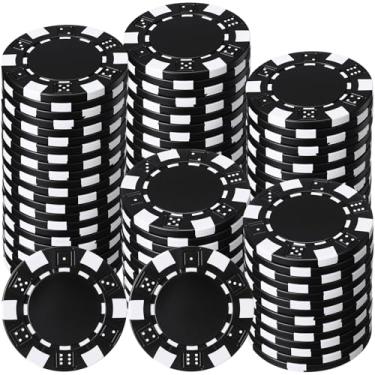 Imagem de LaRandom 100 peças de fichas de pôquer de 11,5 gramas ABS Monte Carlo, marcadores de fichas de bingo de 40 mm em branco para Blackjack e jogos de pôquer noturno de cartas (preto)
