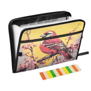 Imagem de Wassud Pasta organizadora de arquivos sanfonada Red Bird com letras A4, pasta organizadora de documentos, pasta de arquivos expansível, 13 bolsos