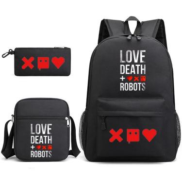 Imagem de Conjunto de mochilas Loves Deaths Robots Cartoon Kids Nylon, 3 unidades