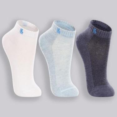 Imagem de Kit Meia Infantil Lupo Básico Cano Baixo 3 Pares - Marinho e Branco, 3