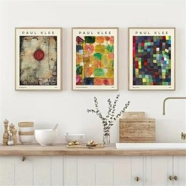 Imagem de 3 peças de impressão de arte Paul Klee sobre balcão de cozinha, presente de arte de parede de 20 x 30 cm para casa moderna, escritório, sala de estar, decoração de quarto, pôster em tela sem moldura
