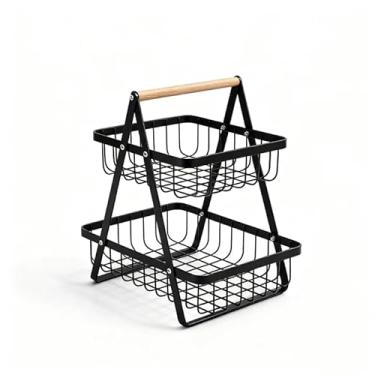 Imagem de Fruteira de Mesa Cesta de Frutas 2 Andares e 3 Andares Cesta de Metal Portátil Organizador(2 Andares)