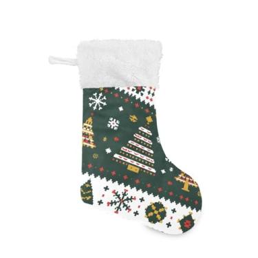 Imagem de CEBUGI Meias de Natal grandes, árvore de Natal, 43 cm, decorações de meia de Natal personalizadas para festa em família, escadas, lareira, pacote com 2