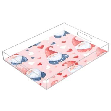 Imagem de STAYTOP Bandeja de servir de acrílico para o Dia dos Namorados, 15,7 x 11,20 cm, bandejas decorativas à prova de derramamento, organizador de bancada para café da manhã, chá, comida, maquiagem
