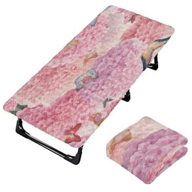 Imagem de Burbuja Lençol de berço de borboletas rosa Hydrengia para crianças, lençol de cochilo acolchoado portátil com faixa elástica para meninas e meninos, lavável na máquina, 63,5 x 127 cm