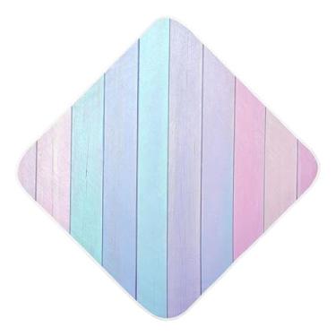 Imagem de Burbuja Toalha de banho de bebê de madeira pastel colorida - Toalha com capuz de musselina macia e absorvente para recém-nascidos e bebês, 89 x 89 cm