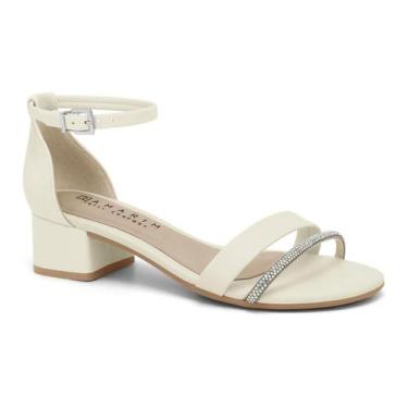 Imagem de Sandália Ramarim Feminina Salto Bloco Strass Conforto Original -, Whit