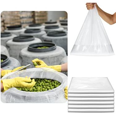 Imagem de Lewtemi Pacote com 24 forros de tambor de plástico transparente e resistente, saco grande de armazenamento de alimentos para marinar vegetais, gramado, salmoura, exterior, forro de balde industrial
