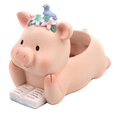 Imagem de Poranlem Mini vaso de flores de resina fofo para suculentas, cactos, pequeno vaso em forma de desenho animado com orifício de drenagem, decoração de mesa de casa e presente de jardim