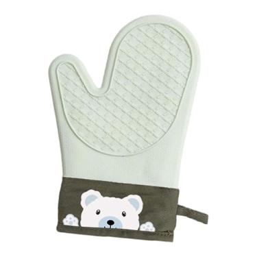 Imagem de ＫＬＫＣＭＳ Luva de forno de silicone, proteção de luva de forno com design de 2 dedos, ao calor para cozinhar quente, churrasco e grelhar, Urso Verde