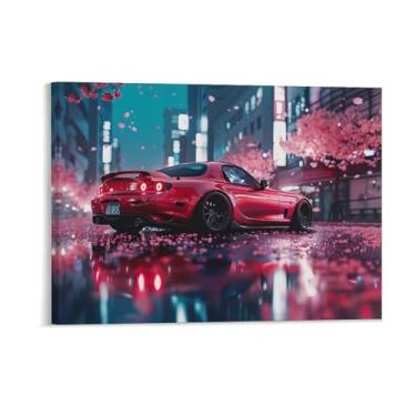 Imagem de HouLaiZhe Rx7 Flores de cerejeira cidade noite Jdm cartazes de carro parede estética decoração de sala de parede impressões galeria sala decoração de parede para quarto sala de estar escritório 18 x