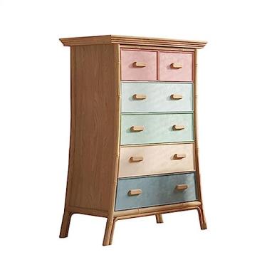 Imagem de Cômodas Cômoda colorida com 6 gavetas de madeira maciça Sala estar Aparador decorativo Quarto Cabeceira Gaveta Armário