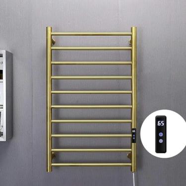 Imagem de Aquecedor De Toalhas Parede Dourado, Temporizador Embutido Controle Temperatura, 10 Barras Toalheiros Elétricos Aquecidos Para Banheiro/toalete/aquecedor Toalhas Hotel