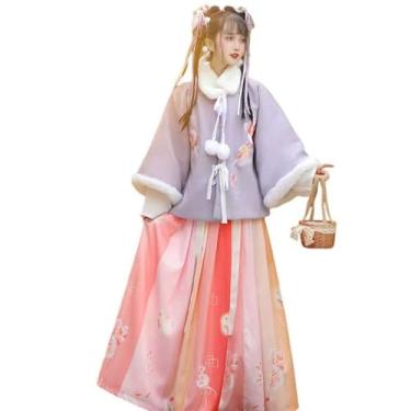 Imagem de Hhsdyl Vestido Hanfu Mulher, Traje Hanfu Tang Feminino Vestido Hanfu Cosplay Traje Chinês para Mulheres,Purple,S