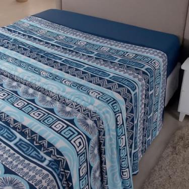 Imagem de RAVATEX, Lençol de Cima King Malha 100% Algodão Estampado Avulso sem Elástico Marinho