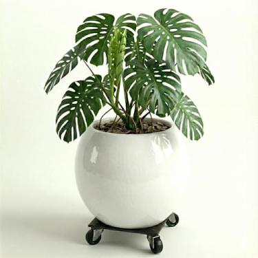 Imagem de Genérico, Cerâmica, Vaso Decorativo, Redondo, Cinza, 11x12x10 cm, Acabamento Brilhante/Pintado, Vaso de Plantas, Elegância para seu Lar