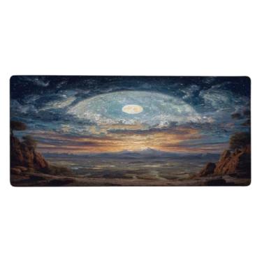 Imagem de Tapete de mouse com visão grande, lua noturna, impermeável, protetor de mesa estendido, base de borracha antiderrapante, mousepad para escritório, computador, teclado, laptop e mesa de casa, 89,9 x