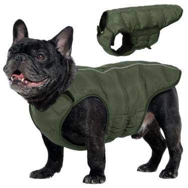 Imagem de Kuoser Casaco acolchoado quente para cães pequenos, à prova de vento, refletivo, acolchoado para animais de estimação, roupas para clima frio, macacão de neve para filhotes com gancho e laço, fácil de