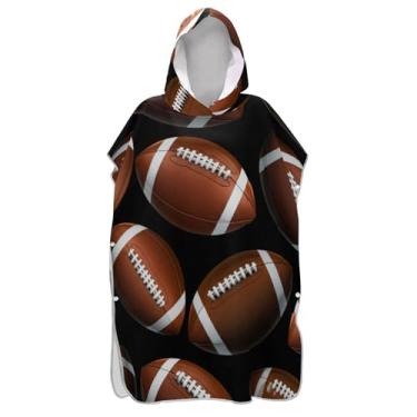 Imagem de TSENQUE American Footballs Black Surf Poncho Trocador para Adul Plus Size Unissex Adulto Poncho com Capuz Praia Moletom Toalha Natação