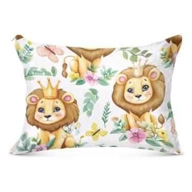 Imagem de Lindas coroas de leões flor felpuda fronha com zíper padrão queen king size fronhas para cabelo e pele, tamanho padrão, 51 x 66 cm