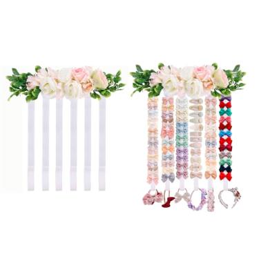 Imagem de BFNAAgirl Suporte de arco de cabelo organizador de faixa de cabeça para meninas, organizador de acessórios de cabelo de bebê, armazenamento de cabide com ganchos, decoração de parede para quarto de