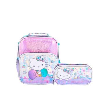 Imagem de Kit Hello Kitty Infantil Lancheira Térmica + Estojo Triplo