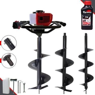 Imagem de Polaca Cavadeira À Gasolina Anmax GD520B Motor 2T 52cc 2,2HP 7.000rpm Perfurador de Solo Com 3 Brocas 80x20cm 80x25cm 80x30cm + ÓLEO TOYAMA 2T
